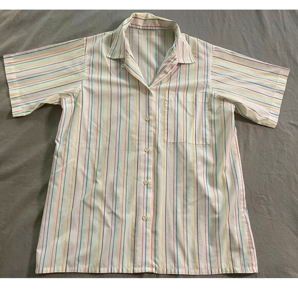 80s rainbow striped button down - Picture 1 of 7